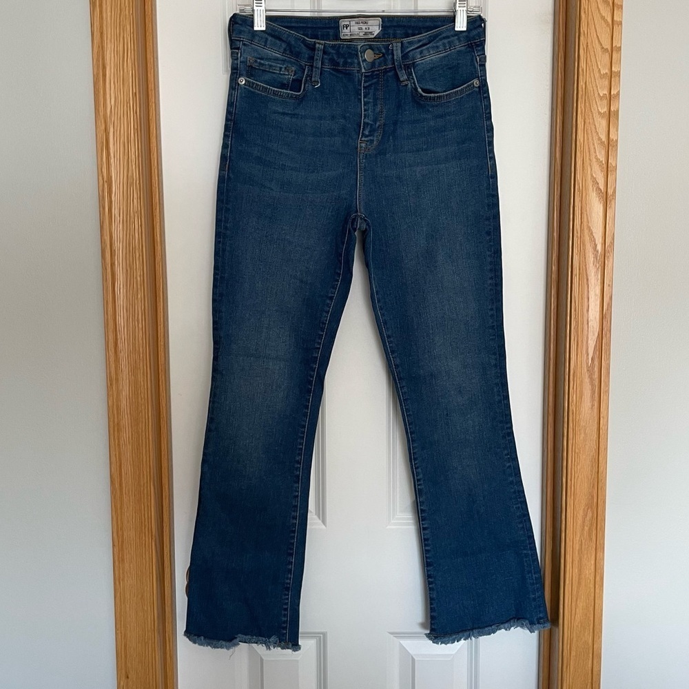 Free People High Rise Crop Straight Leg Raw Hem Jeans Size 28